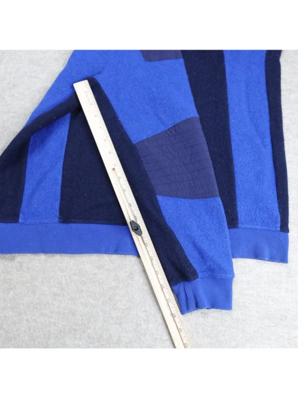 Topo Design Mens Sweater Medium Blue Global 1/4 Zip Wool Blend